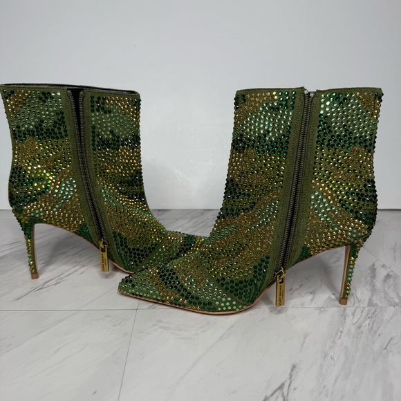 Kurt Geiger Belgravia Camo Rhinestone Pointy Toe Heeled Bootie 36.5 - Picture 6 of 15